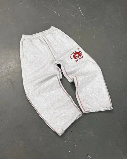 Streetwear Retro Pink Double Layer Sweatpants Y2K Men, Woman