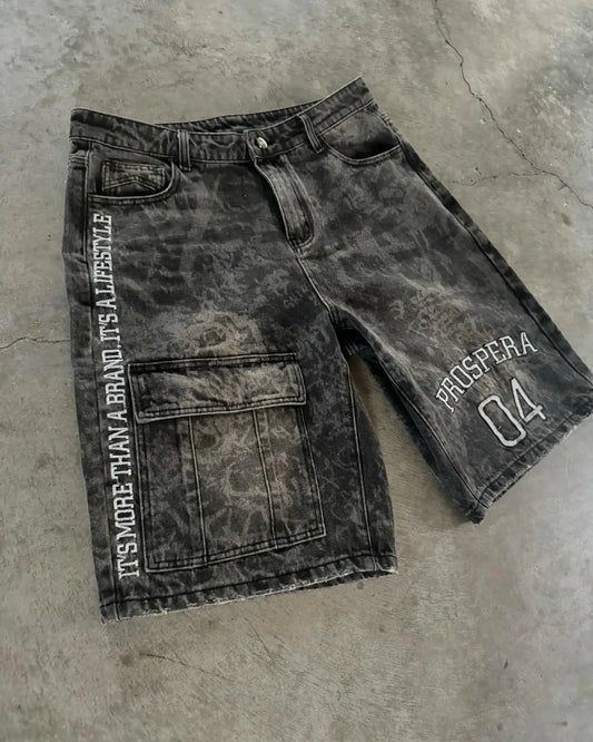 Retro Letter Print  Men Shorts